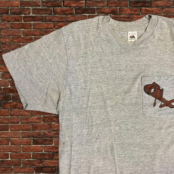 90s Single Stitch Fruit of the Loom Tool Time Grey Vintage - Picture 3 of 4